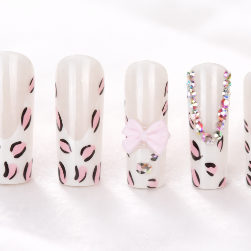 pink leopard print with bow & rhinestones